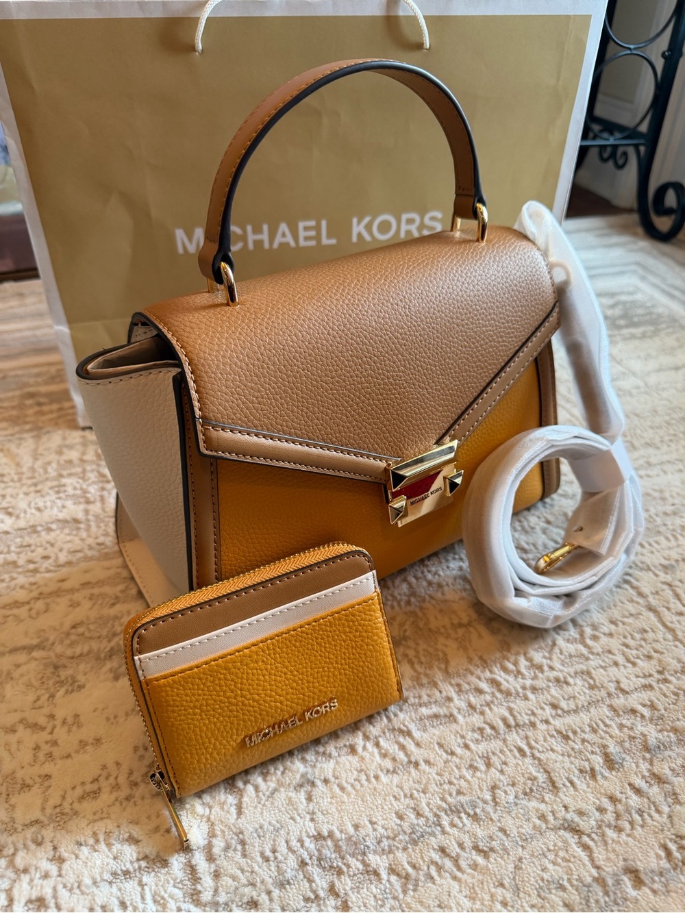 Michael Kors Whitney Medium Flap Top Handle Crossbody Bag+ Matching Wallet